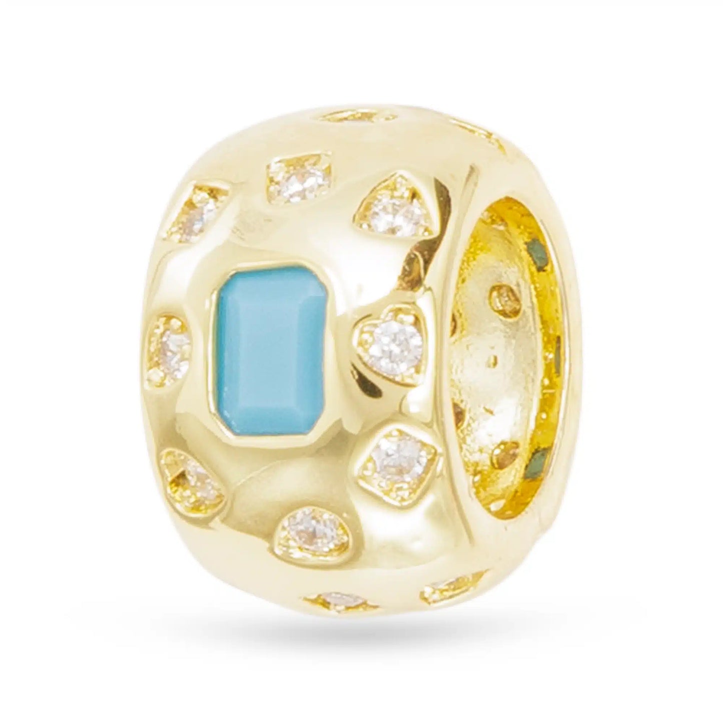 Gold CZ Wide Round Charm