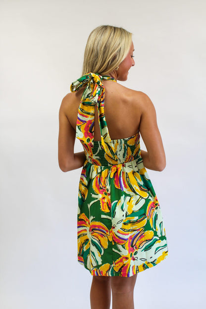 Calypso Mostera Halter Mini Dress