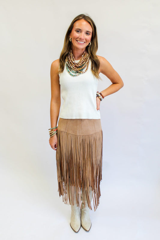 Francie Fringed Midi Skirt