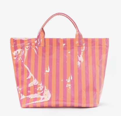 Colorblock Striped Tote Bag - Waterproof Beach Bag