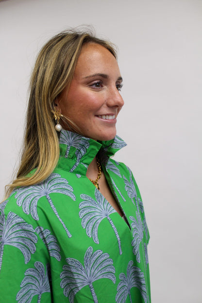 Georgia Palm Dress Green by Caryn Lawn