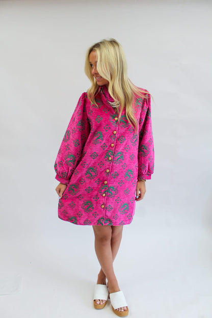 Gypsy Garden Dress- Pink/Green