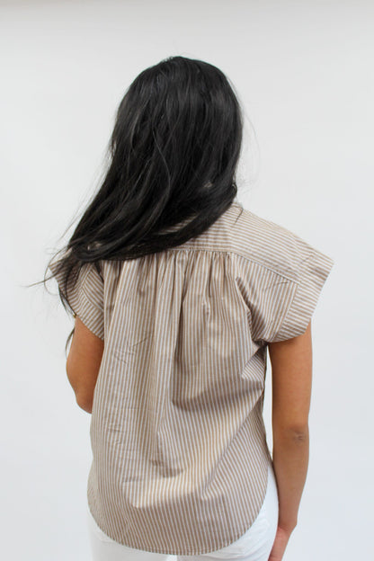 Mocha Pinstripe Muse Top