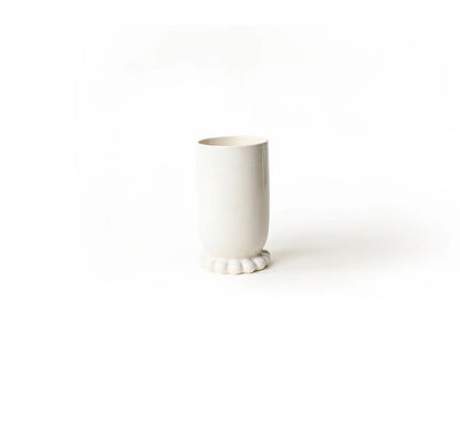 Signature White Medium Cylinder Vase with Knobbed Foot