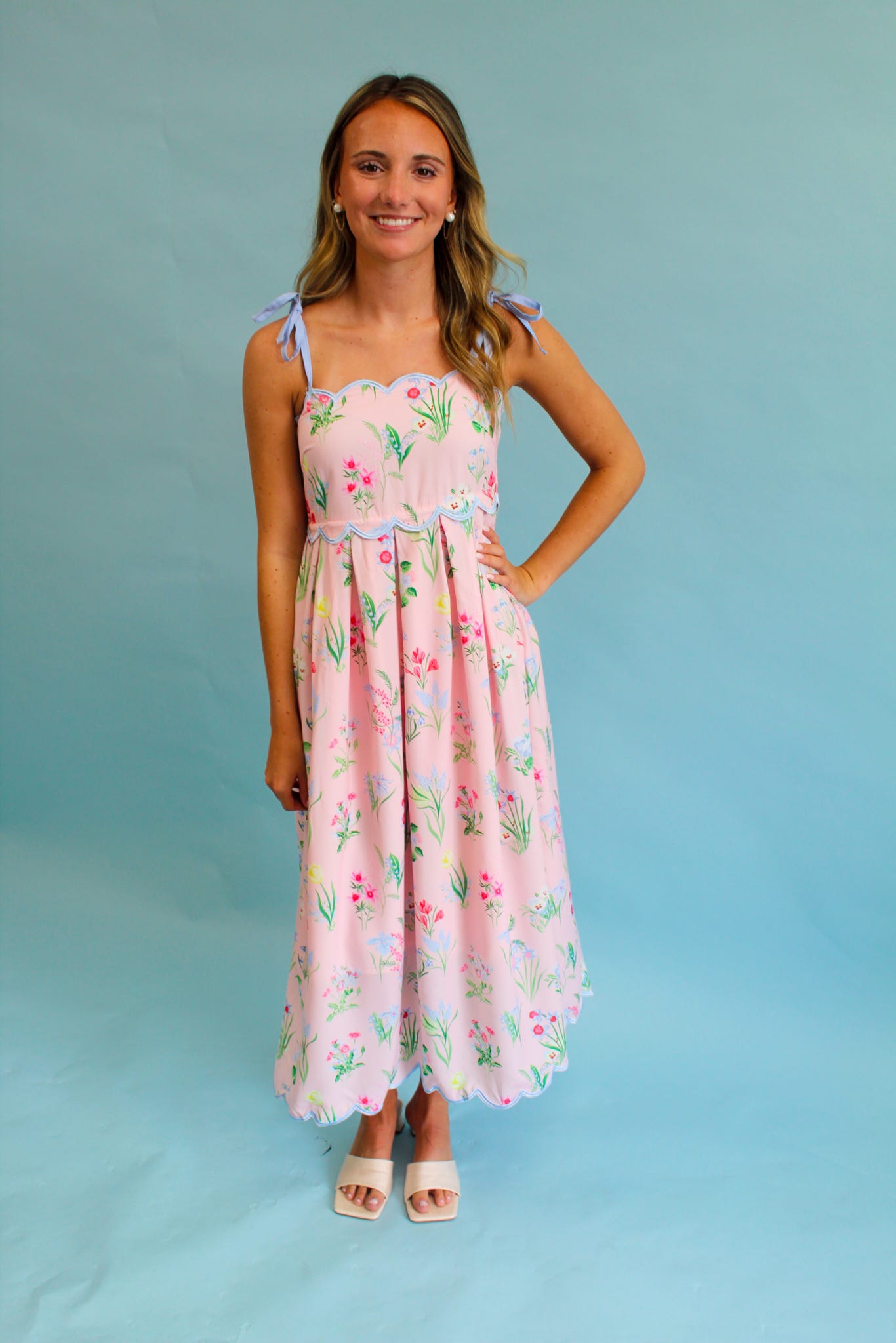 Pink Wildflower Midi Dress