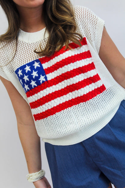Stars Align Short Sleeve Sweater Top - White