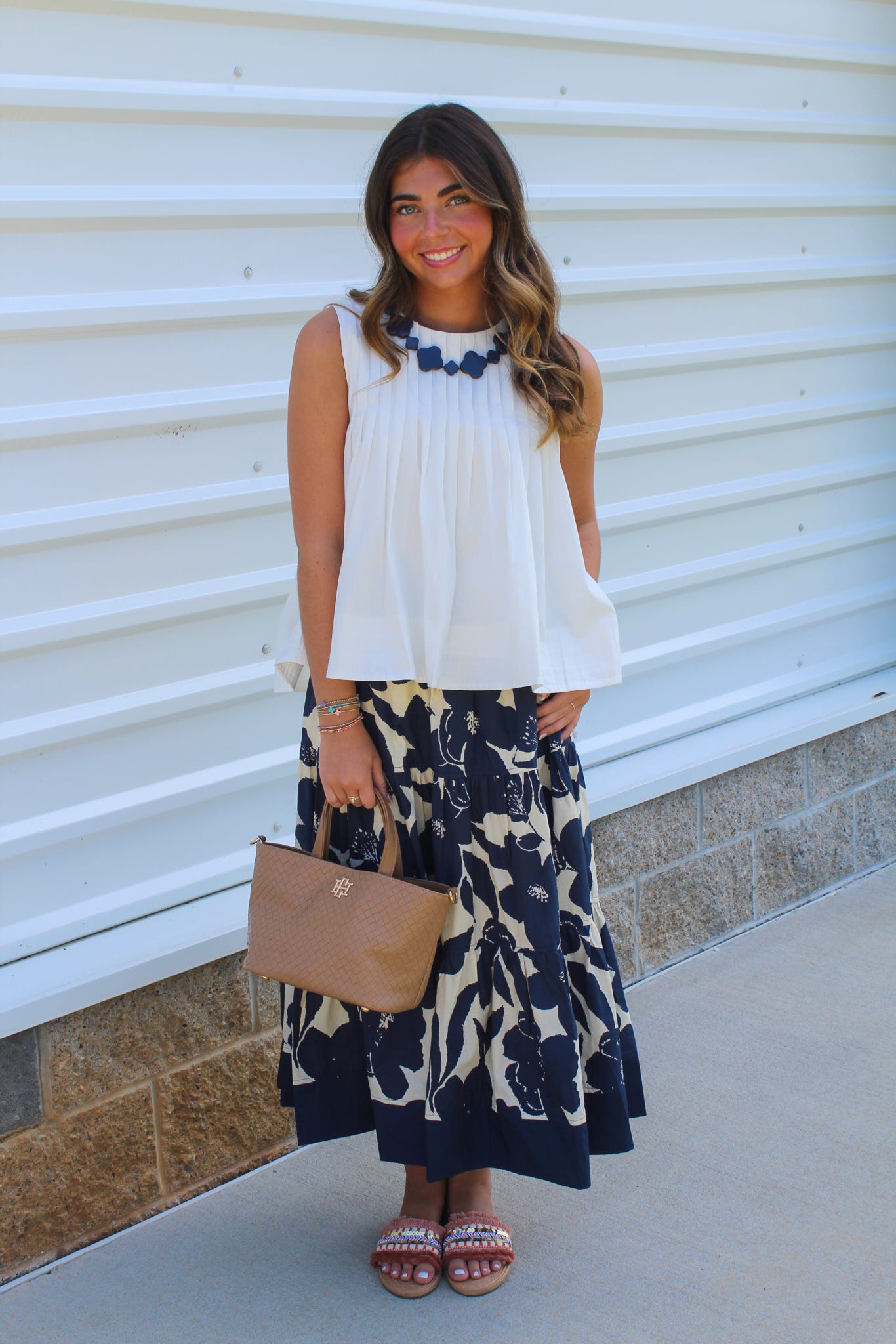 Navy Oasis Midi Skirt