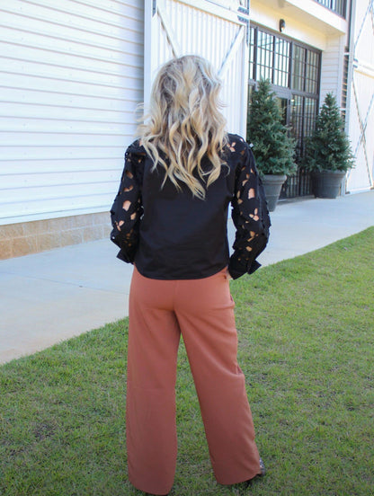 Bespoke Eyelet Black Blouse