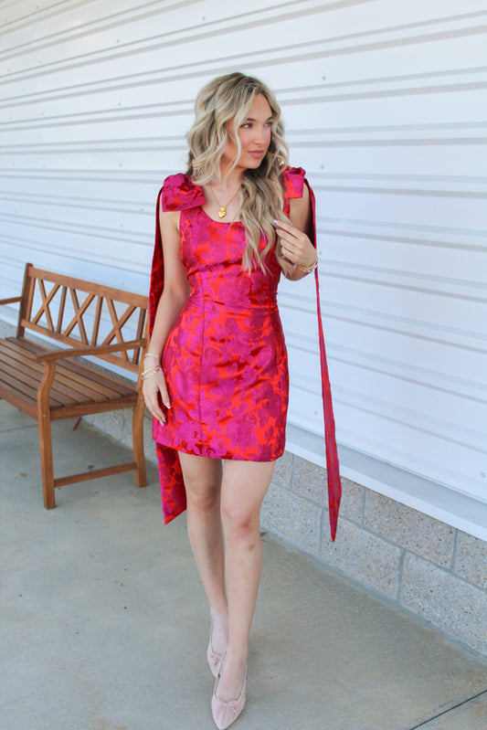 Majestic Roses A Line Mini Dress