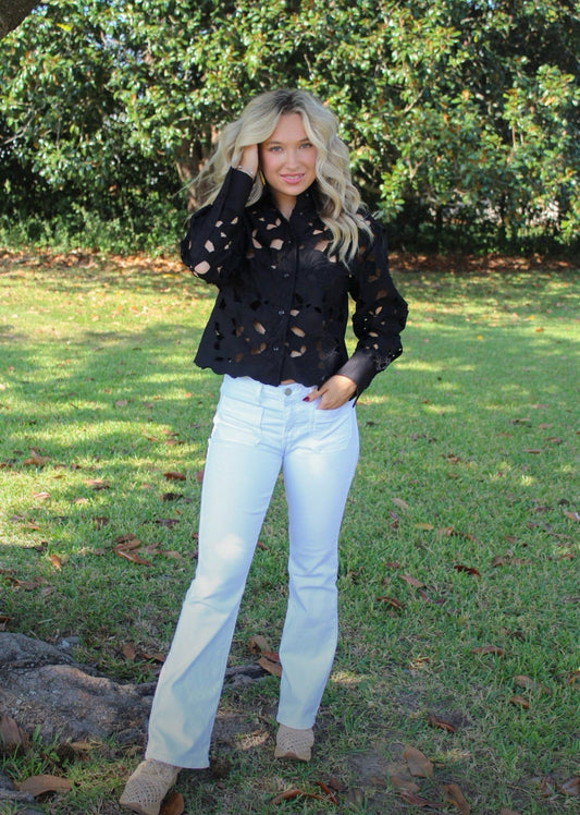 Bespoke Eyelet Black Blouse