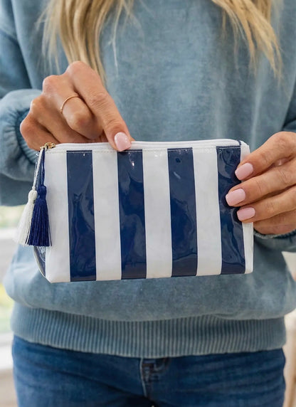 Striped Print Clear Makeup Bag