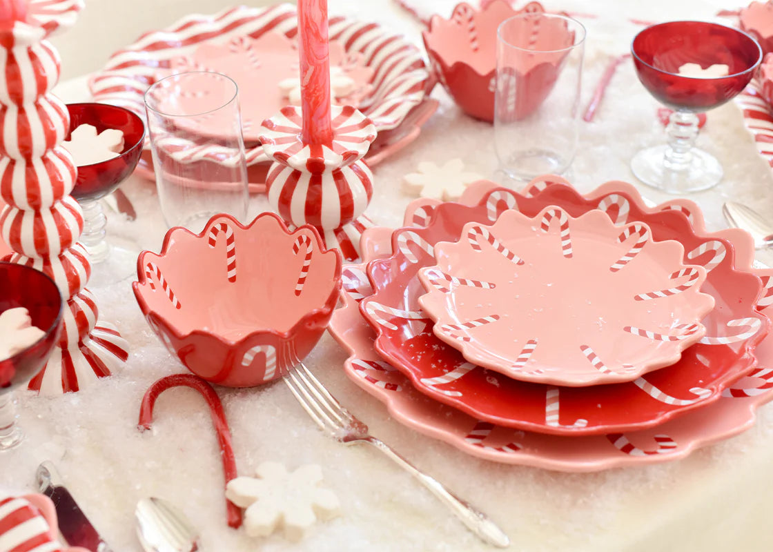 Candy Cane Scalloped 11" Dinner Plate