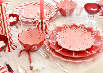 Candy Cane Scalloped 11" Dinner Plate