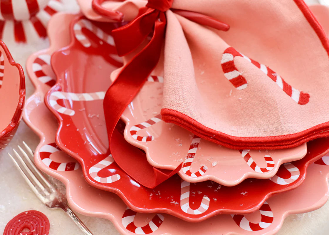 Candy Cane Scalloped 11" Dinner Plate