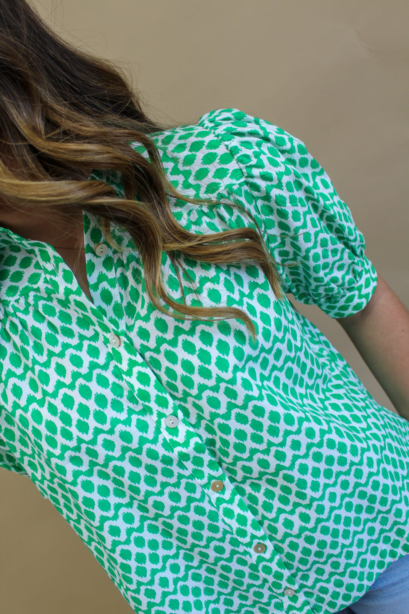 Gemstone Geometric Button Down Top
