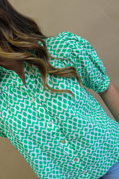 Gemstone Geometric Button Down Top