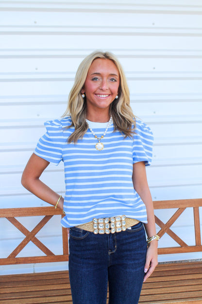 Blue/White Stripe Larissa Top