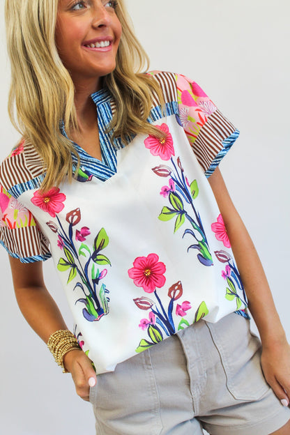 Pop Art Floral Blouse