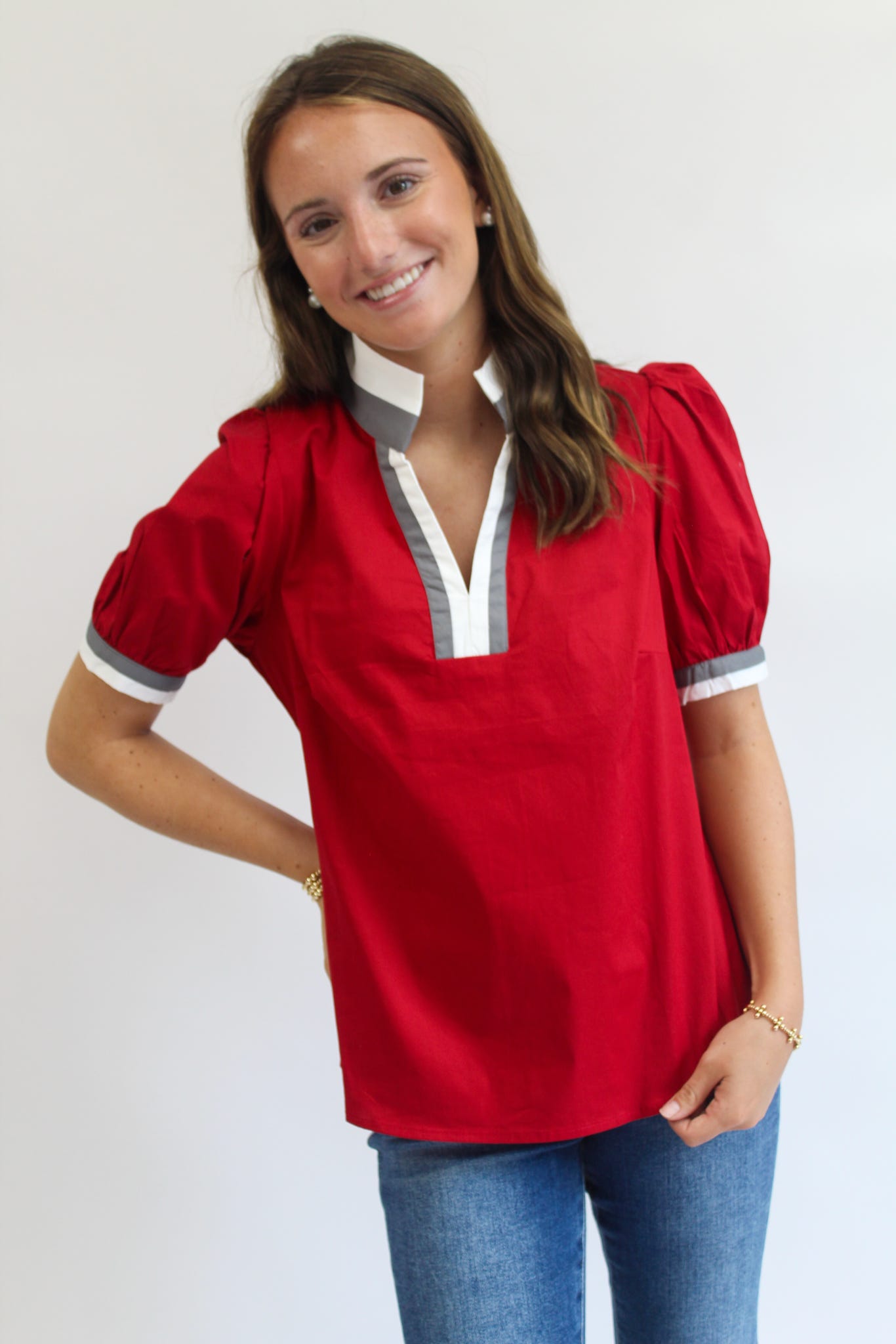 Crimson/White Tricia Top
