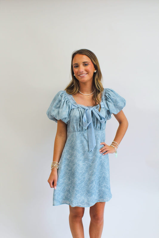 Dainty Dimples Blue Floral Mini Dress