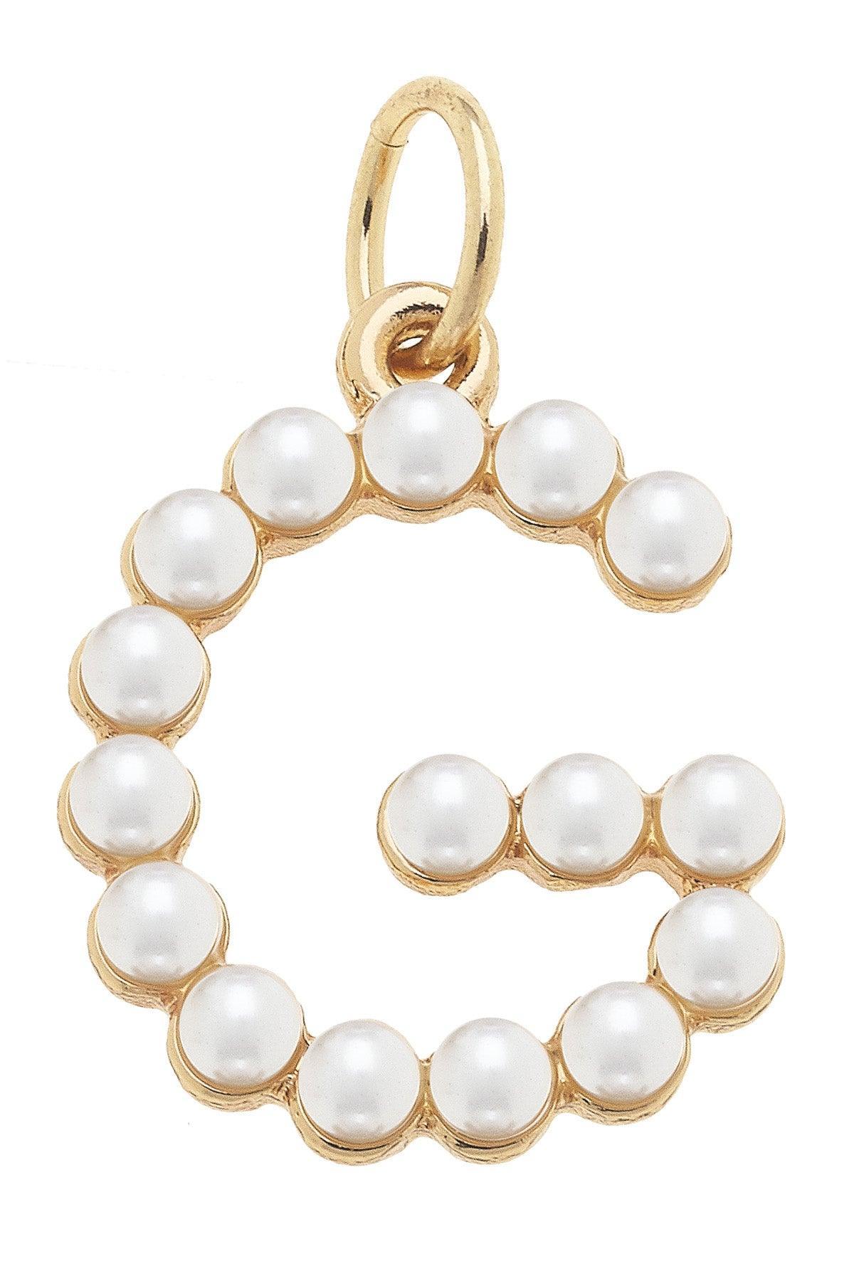 Pearl - Studded Letter Charm in Ivory