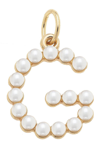 Pearl - Studded Letter Charm in Ivory