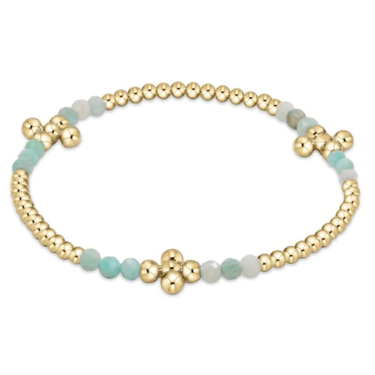 Extends Signature Cross Gold Bliss Bracelet 2.5mm bead bracelet - Amazonite