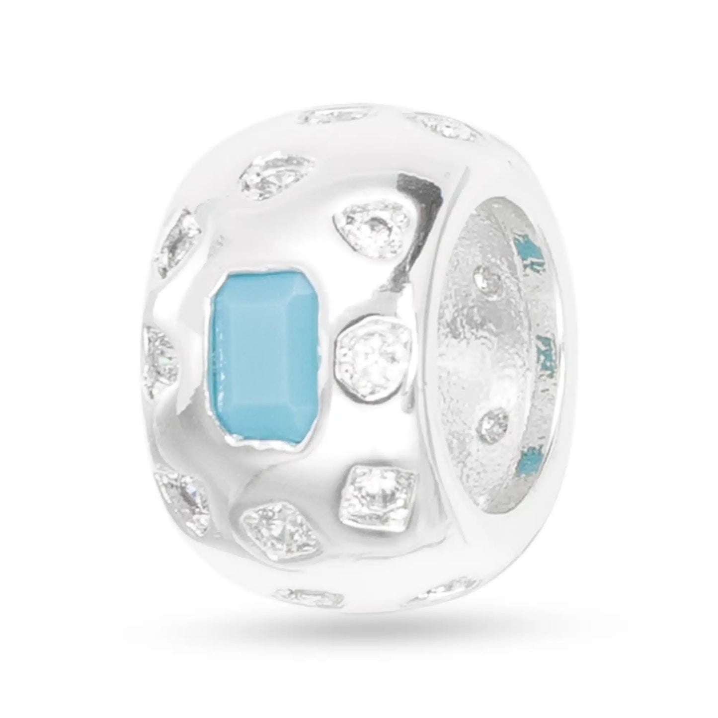 Silver CZ Wide Round Charm