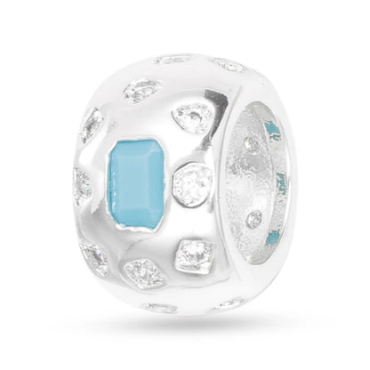 Silver CZ Wide Round Charm