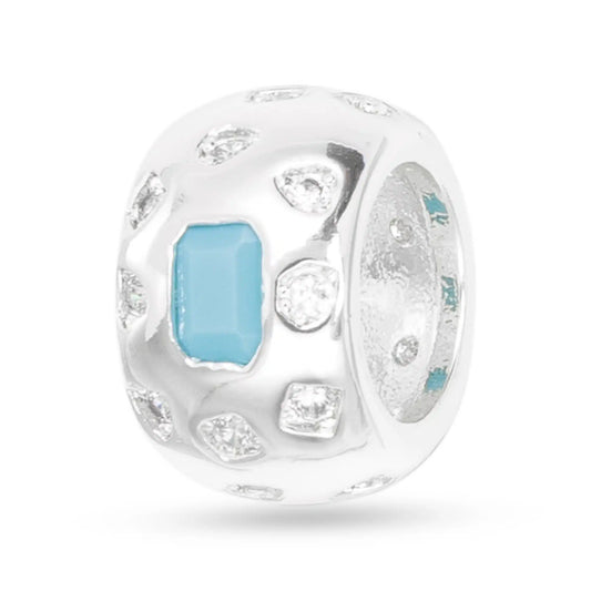 Silver CZ Wide Round Charm