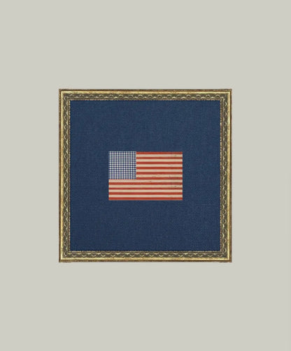 Gingham Flag Framed Antique Art 9x9