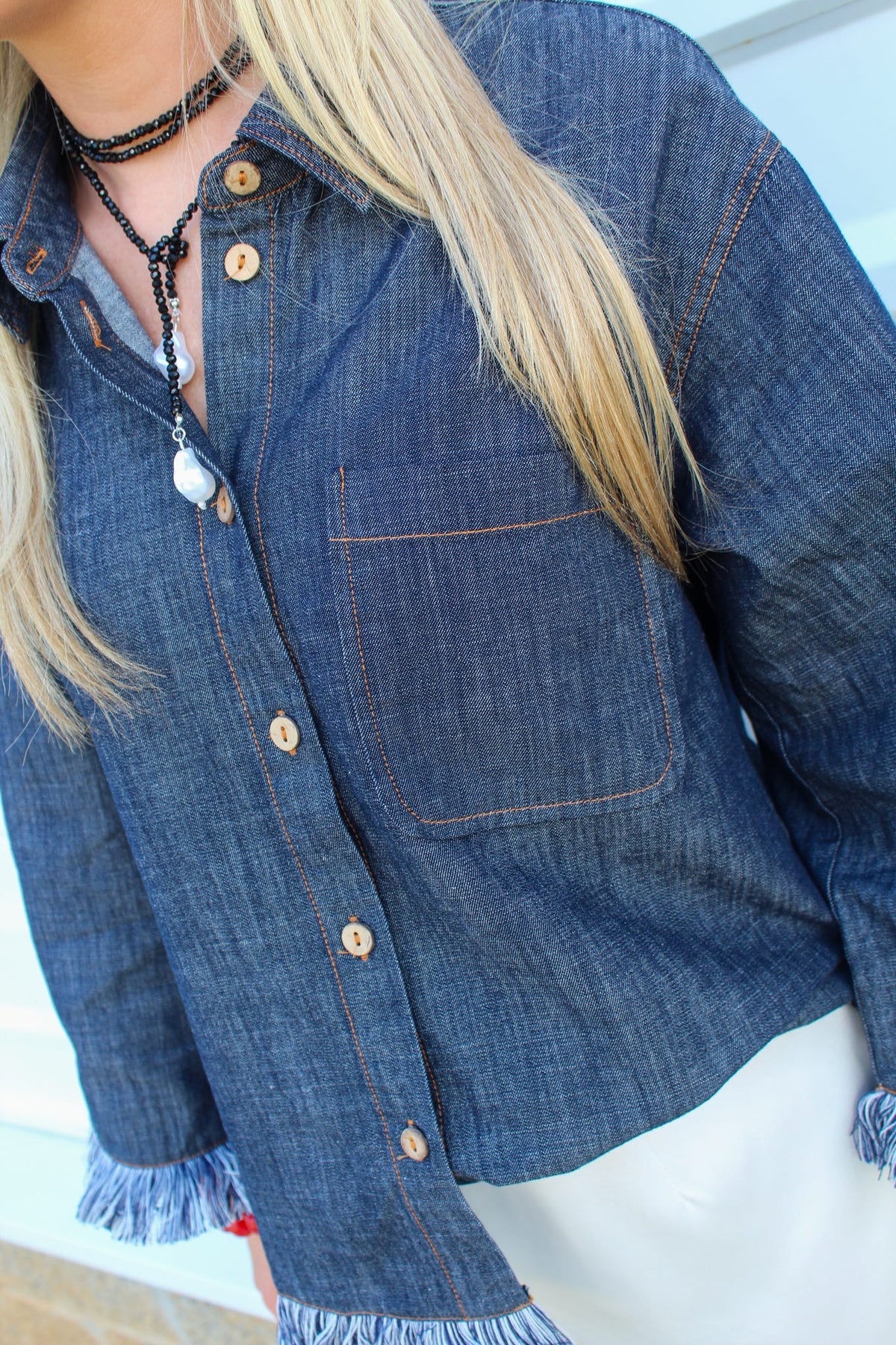Fringe Benefits Denim Top