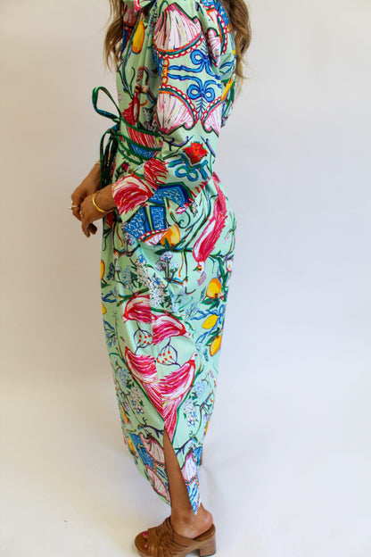 Mint Chinois Shirt Dress Long