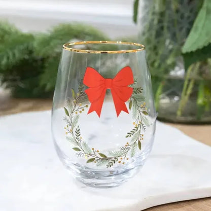 Assorted Holiday Stemless Wine Glass