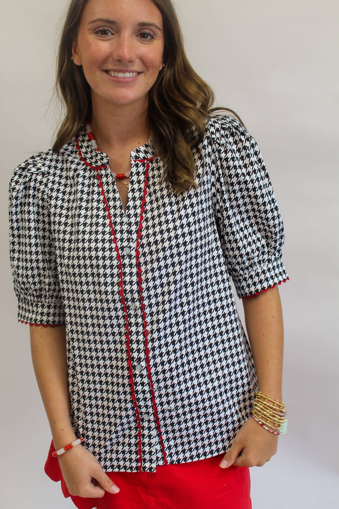 Houndstooth Black Elaine Top