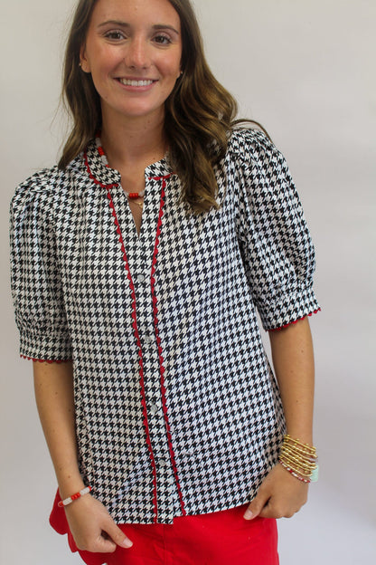 Houndstooth Black Elaine Top