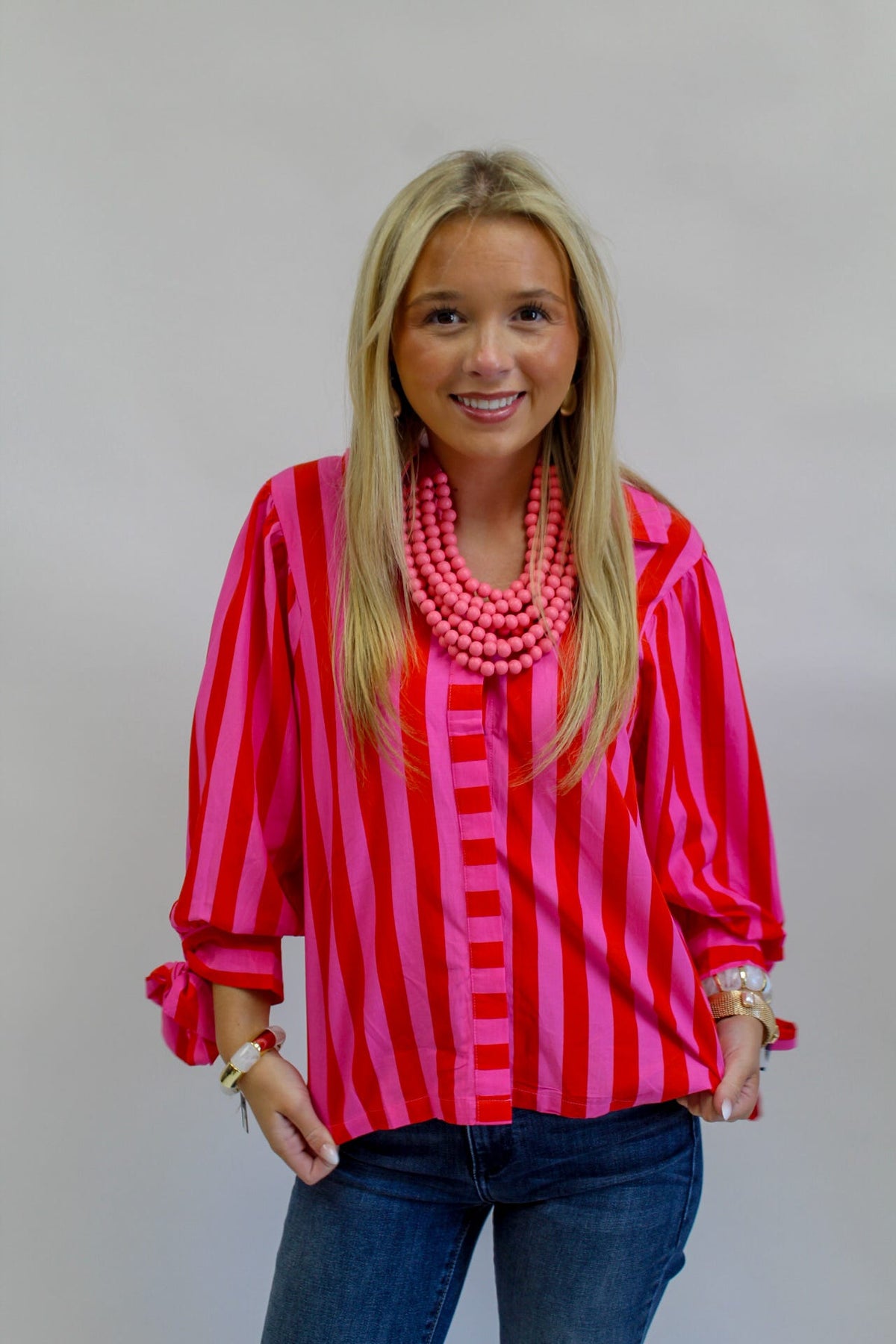 Love Struck Stripe Button Up Top
