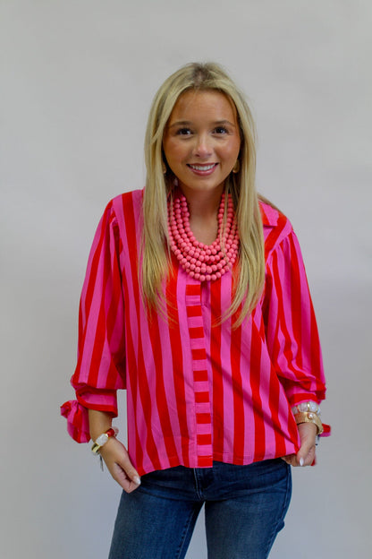 Love Struck Stripe Button Up Top