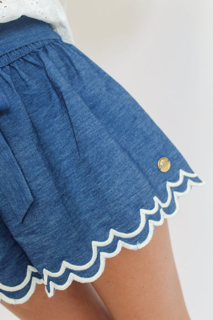 Scalloped Embroidered Shorts