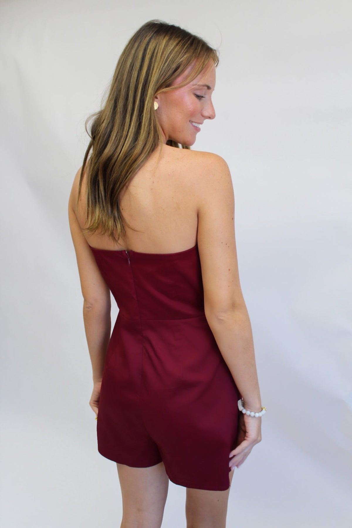 Crimson Nights Strapless Romper