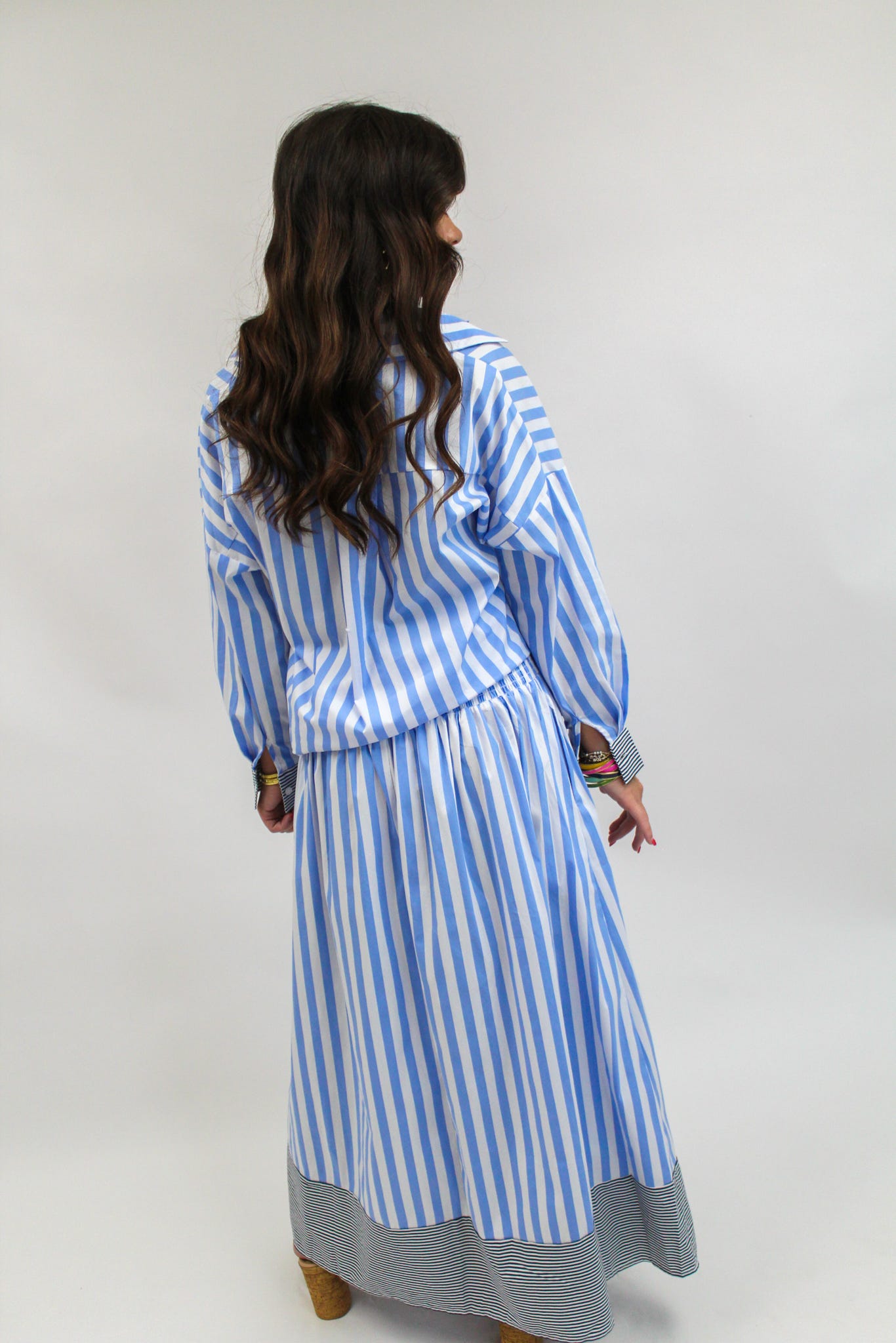 Sutton Stripe Skirt Blue