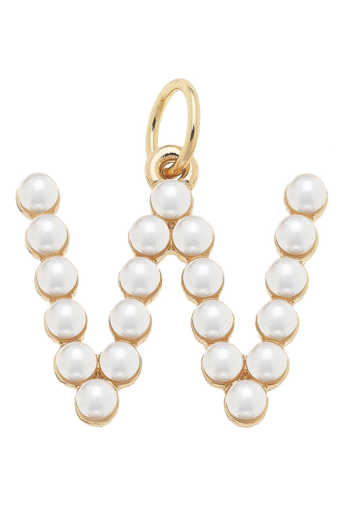 Pearl - Studded Letter Charm in Ivory