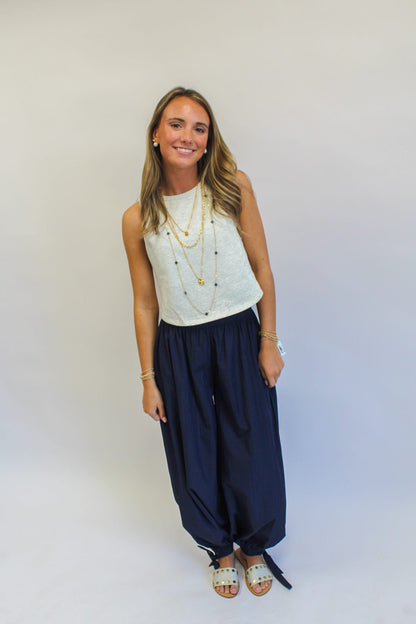 Bows and Blues Ankle Tie Pants