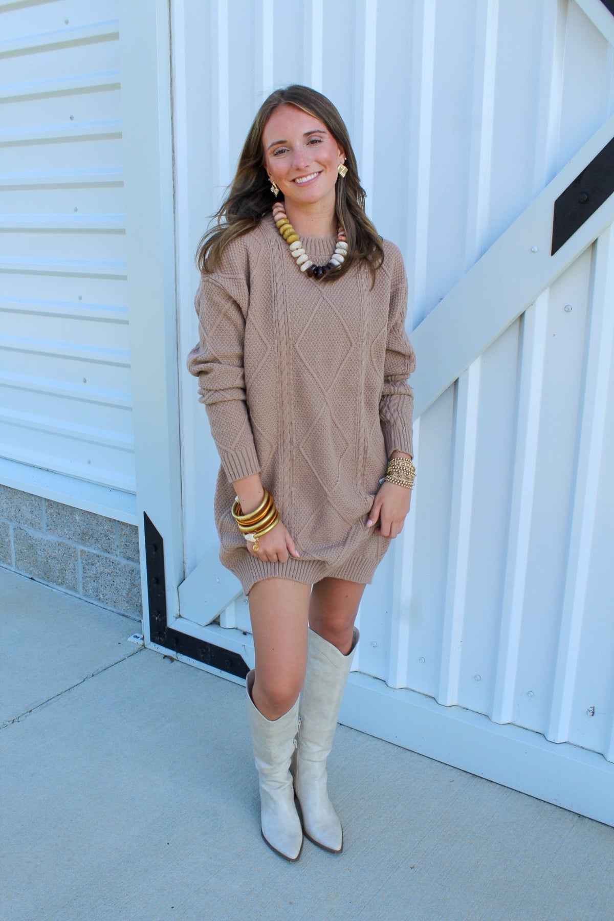 Camden Cable Knit Loose Sweater Dress