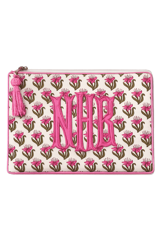 English Garden Monogrammed Clutch Bag