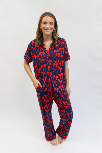 Pant Set Charlotte Bows Blue/Red