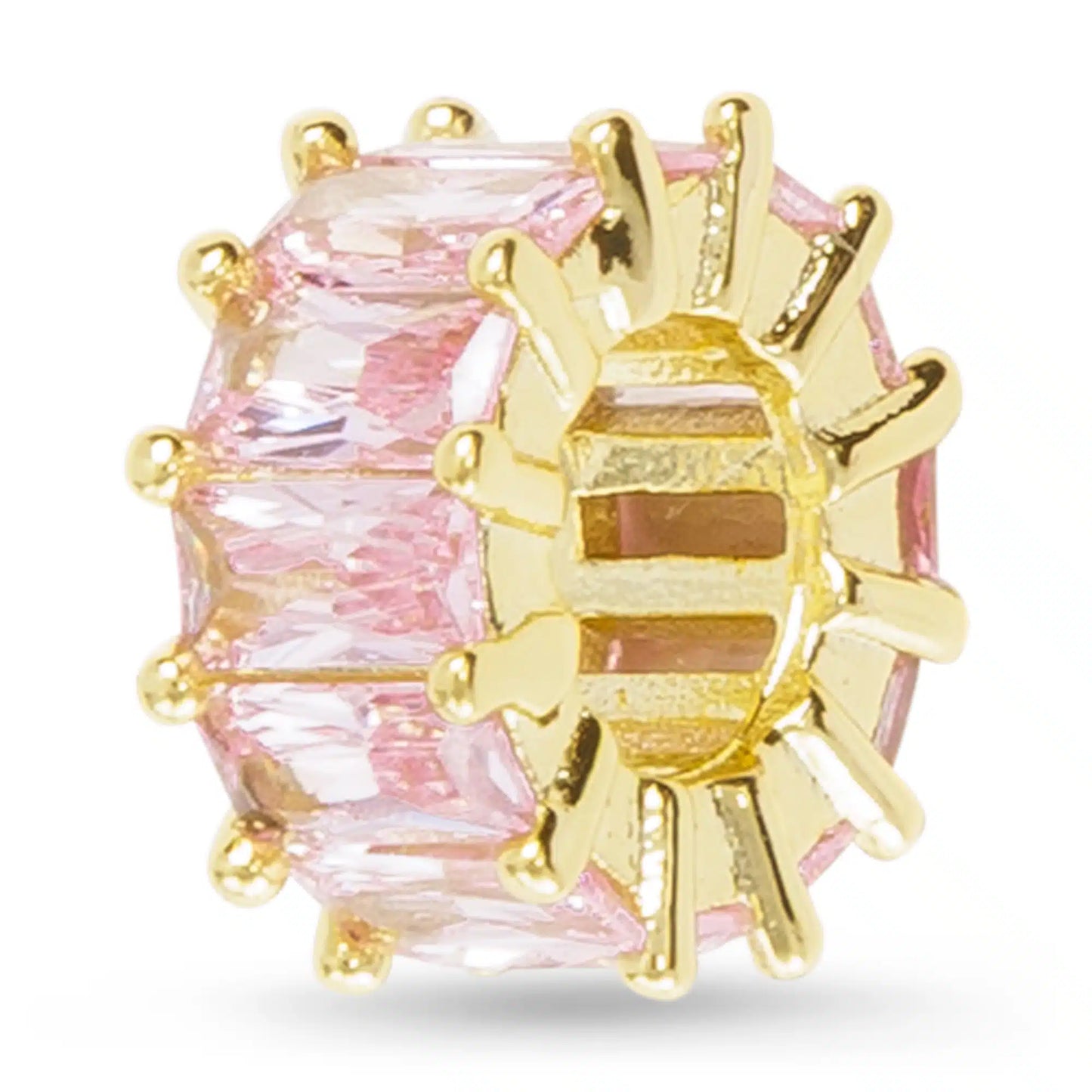 Gold CZ Baguette Round Charm