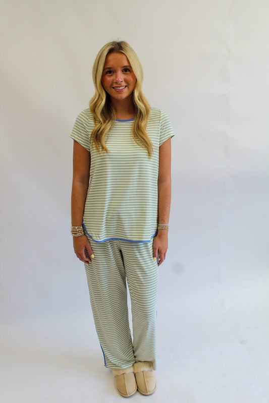 Melody Green Stripe Pant Set