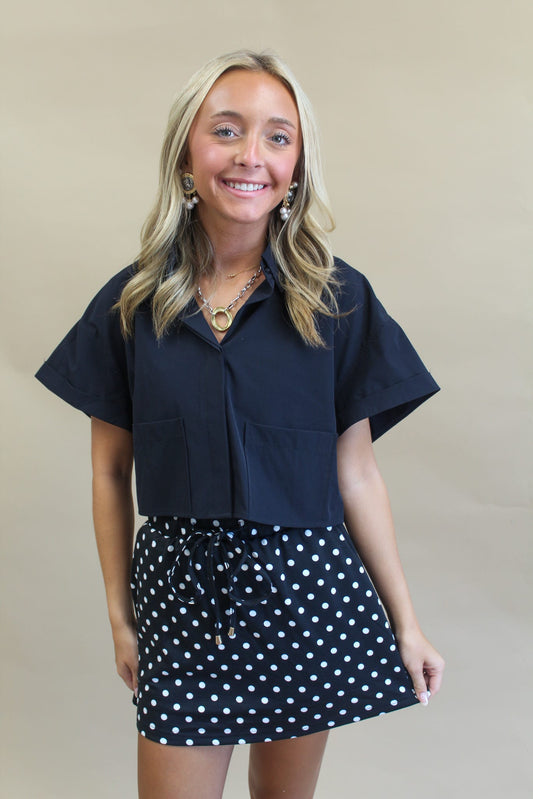 Itsy Bitsy Black Polka Dot Mini Skirt