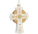 White & Gold Cross Christmas Ornament
